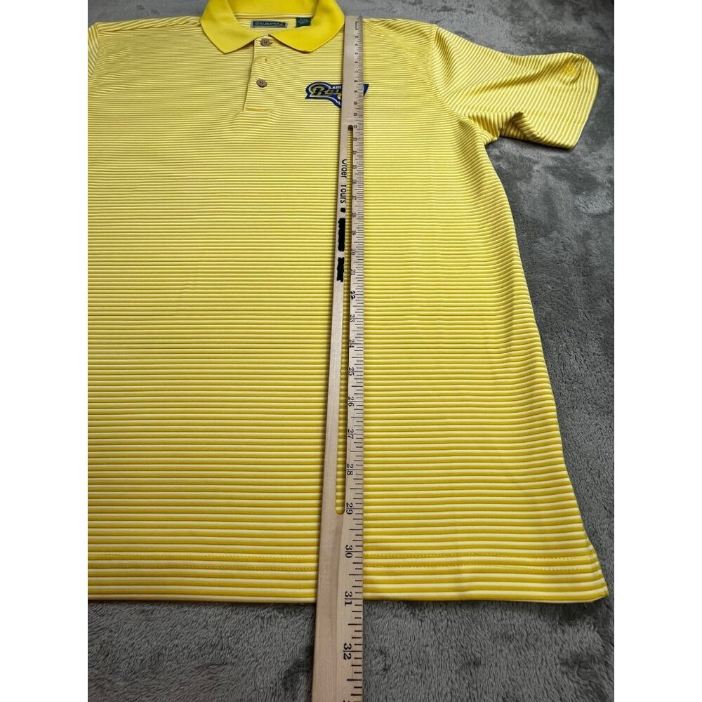 Los Angeles Rams Polo Mens XL Yellow Striped Shirt Cubavera Embroidered Stretch - Picture 6 of 7